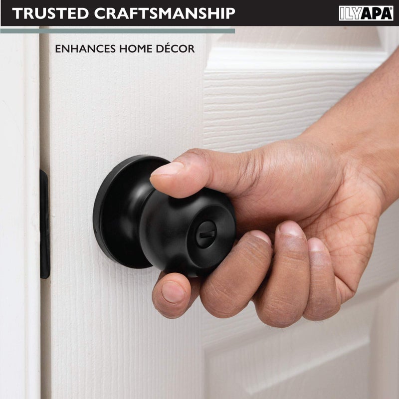 Ilyapa Privacy Black Interior Locking Door Knobs for Interior Doors- Ball Style Matte Black Door Knobs with Lock, Interior Keyless Privacy- Keyless Locking Knob - Image 3